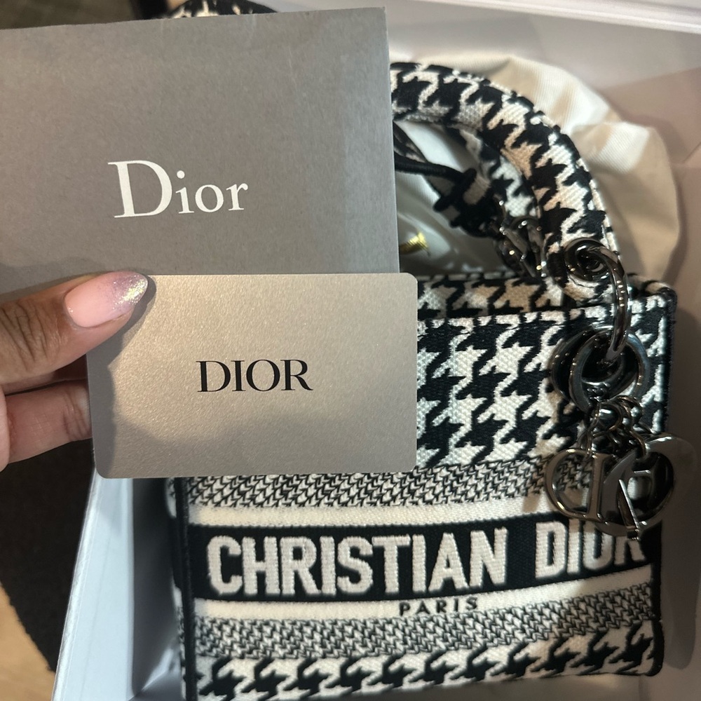 Dior Houndstooth D-Lite Bag with Crossbody Strap